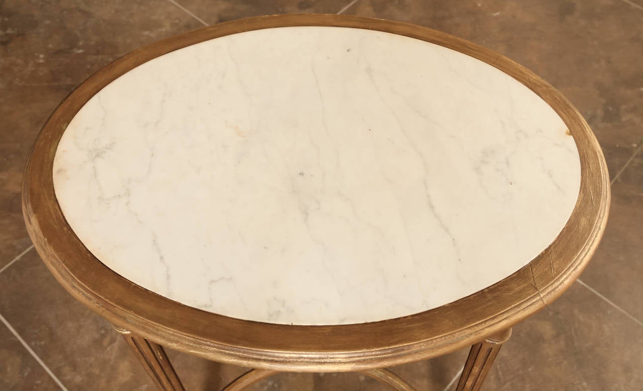 Antique Louis XVI Giltwood Marble-Top Table 1