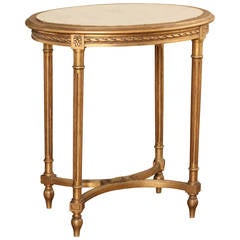 Antique Louis XVI Giltwood Marble-Top Table