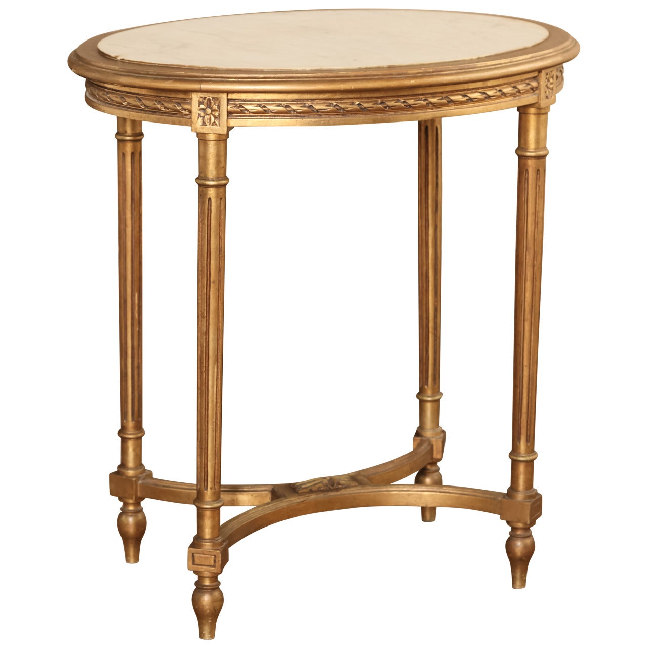 Antique Louis XVI Giltwood Marble-Top Table