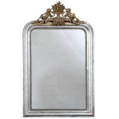 Miroir antique français Louis Philippe argenté & or