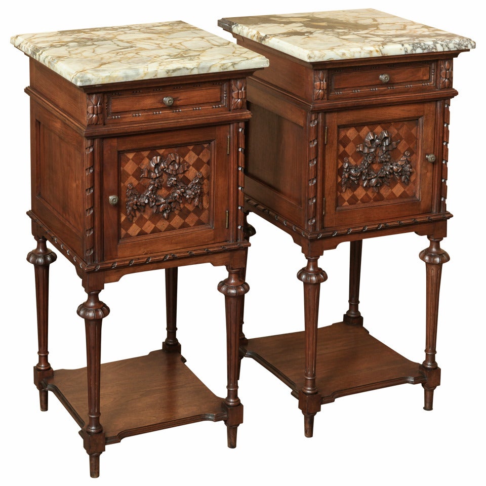 Pair Antique French Louis XVI Nightstands