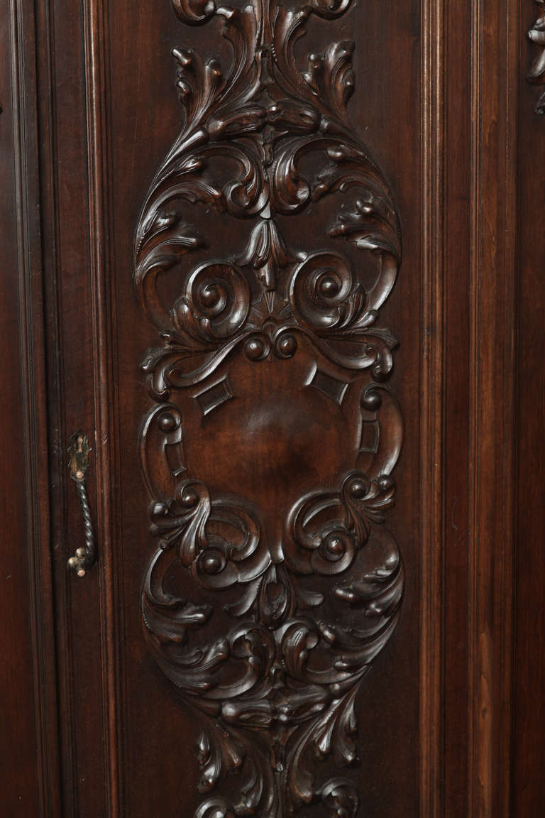 Vintage Italian Renaissance Walnut Armoire 5