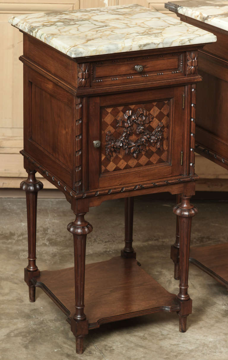 19th Century Pair Antique French Louis XVI Nightstands