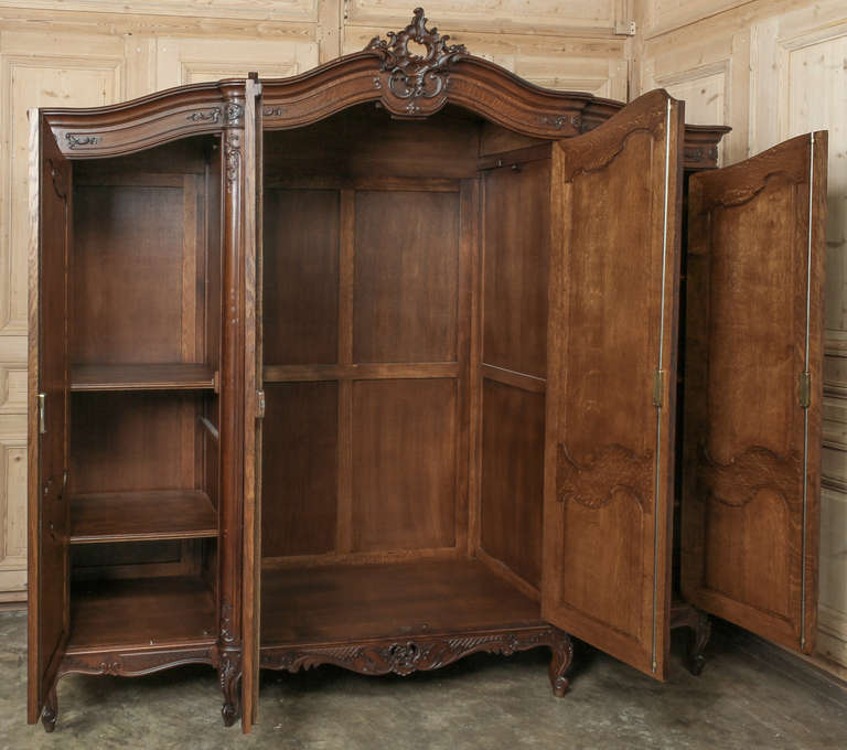 Mid-20th Century Vintage Country French Four-Door Armoire