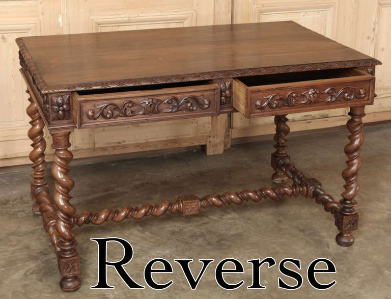 Antique French Renaissance Walnut Desk 1