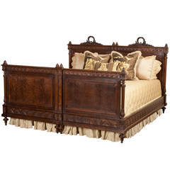 Antique Louis XVI Mueche Mahogany French King Size Bed