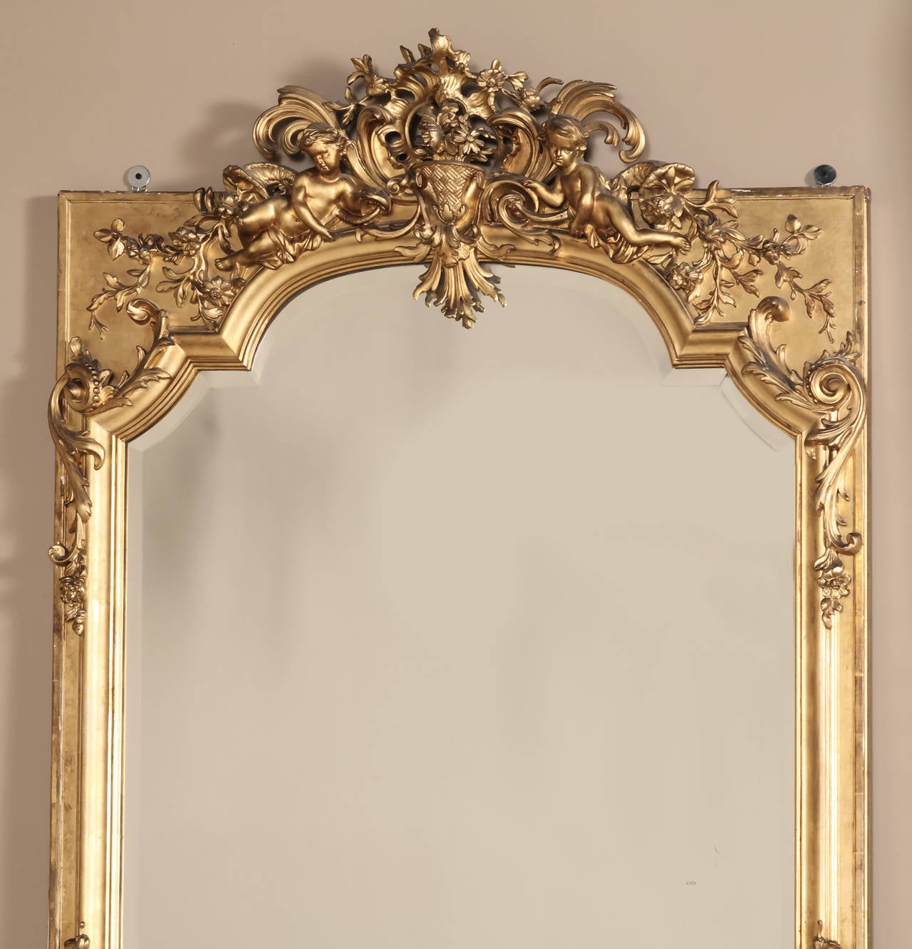 Grand 19th Century Napoleon III Period French Gilded Baroque Mirror  2