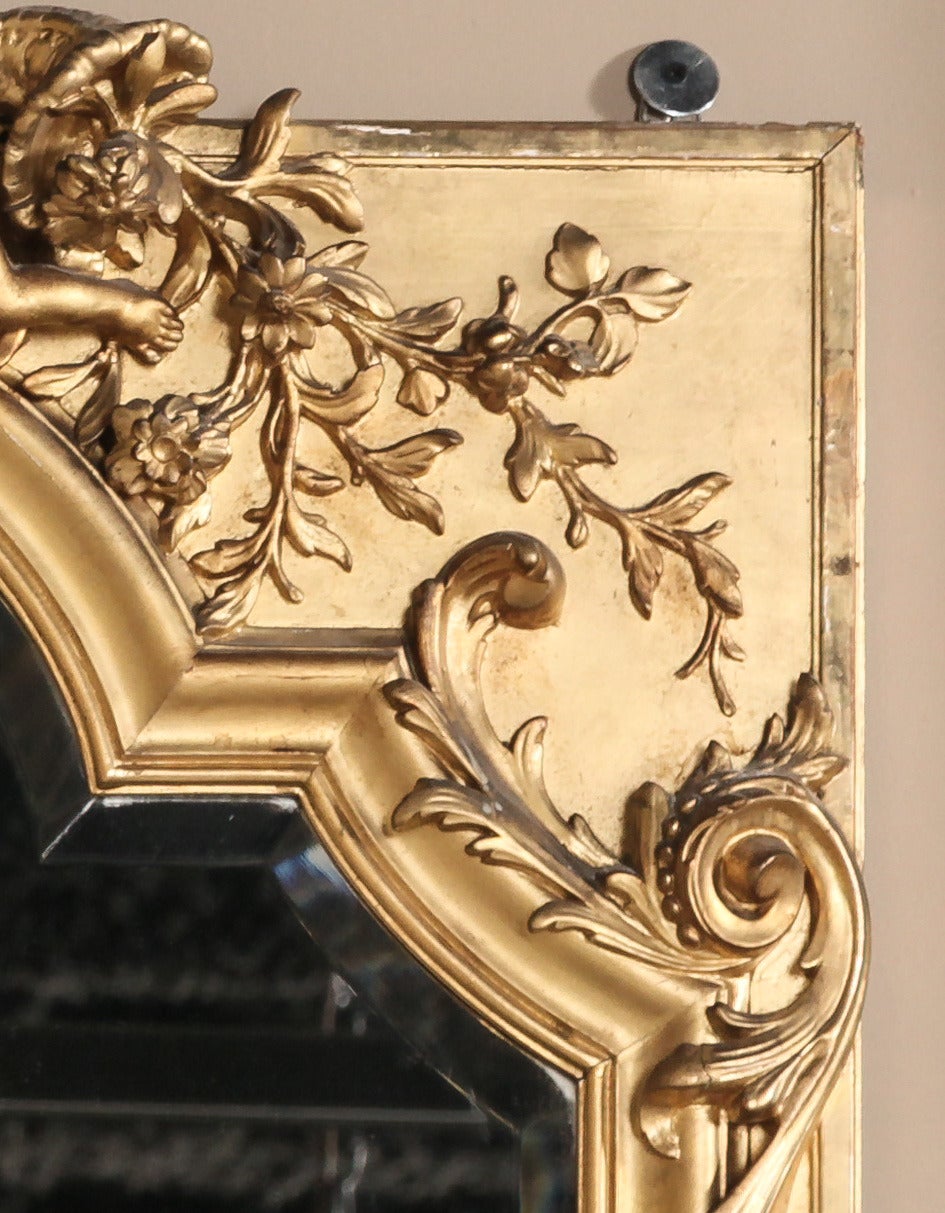 Hardwood Grand 19th Century Napoleon III Period French Gilded Baroque Mirror 