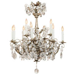 Antique Italian Silver and Crystal Chandelier