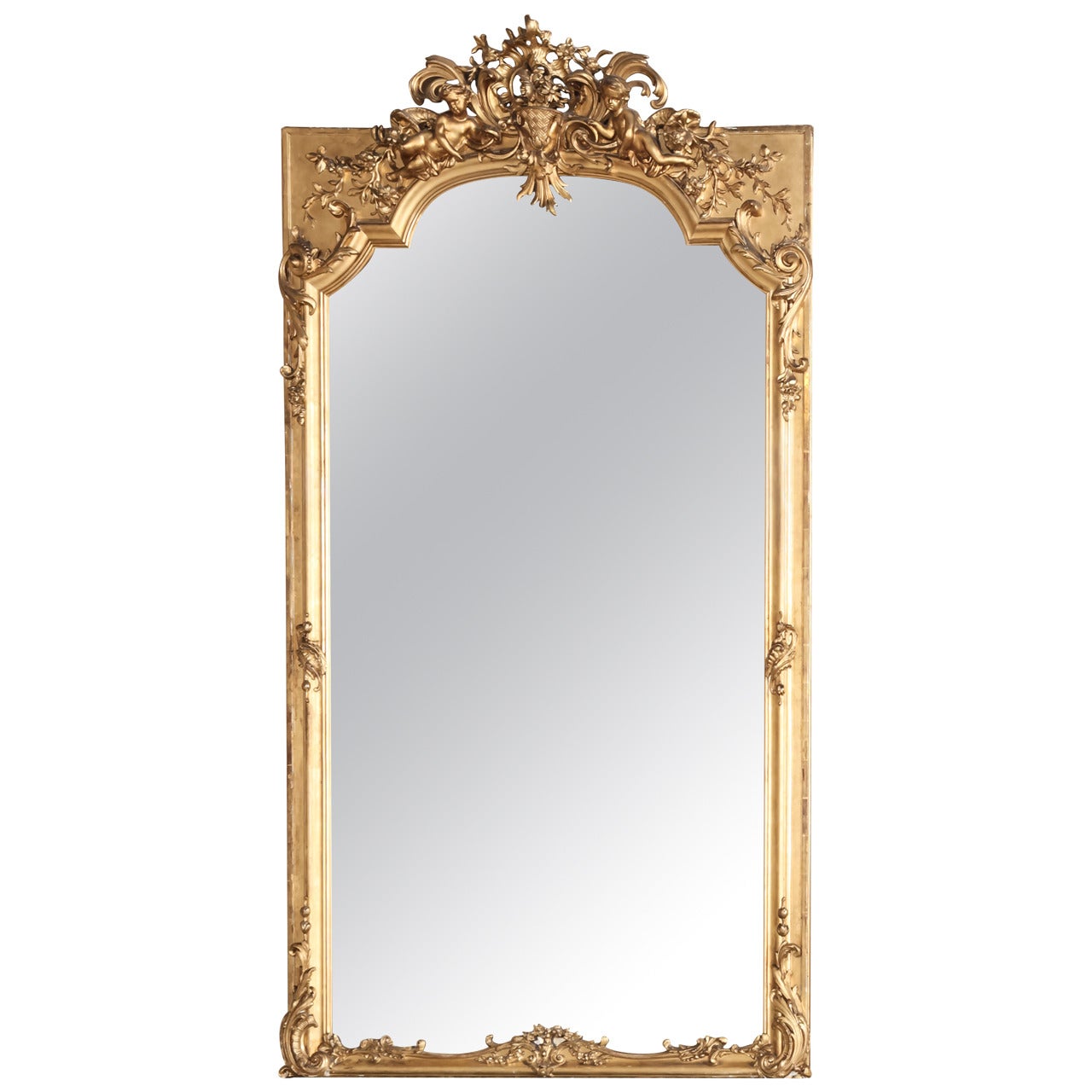 Grand 19th Century Napoleon III Period French Gilded Baroque Mirror 