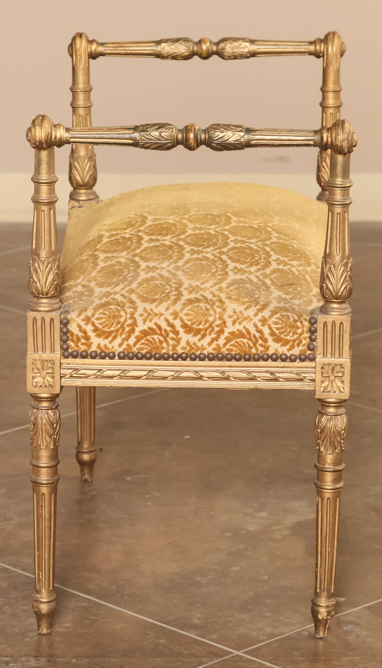 French Antique Louis XVI Gilded Vanity Bench