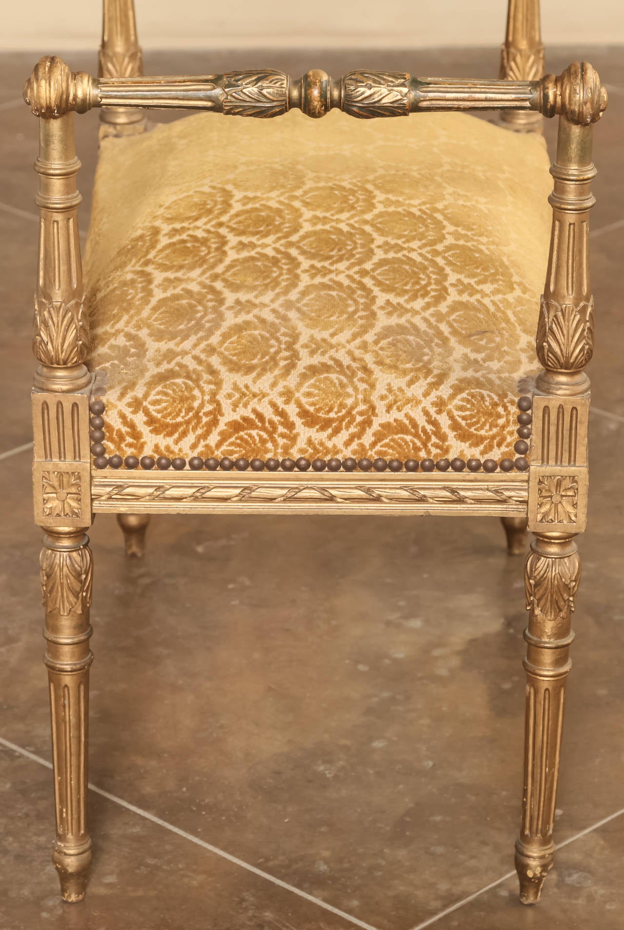 Early 20th Century Antique Louis XVI Gilded Vanity Bench