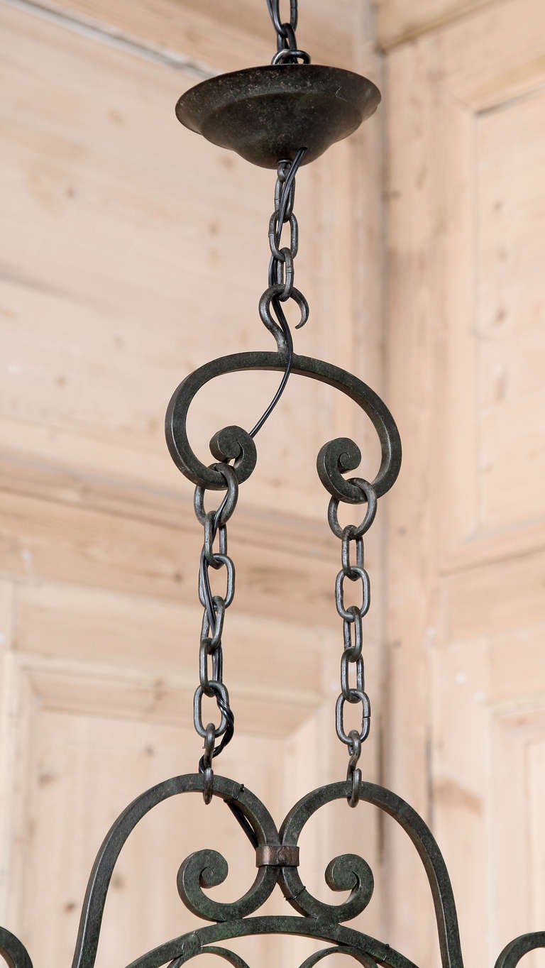 20th Century Antique Country French Wrought Iron Chandelier
