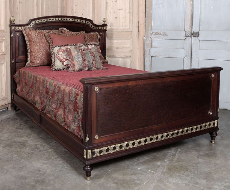 Antique French Louis XVI Mahogany Queen Bed