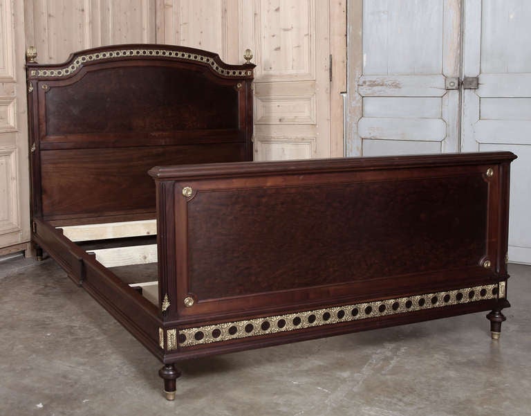 Antique French Louis XVI Mahogany Queen Bed at 1stdibs