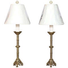 Pair Antique Byzantine Style Candlestick Lamps 2012-0981