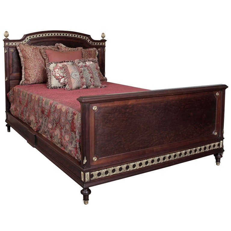 Antique French Louis XVI Mahogany Queen Bed at 1stdibs