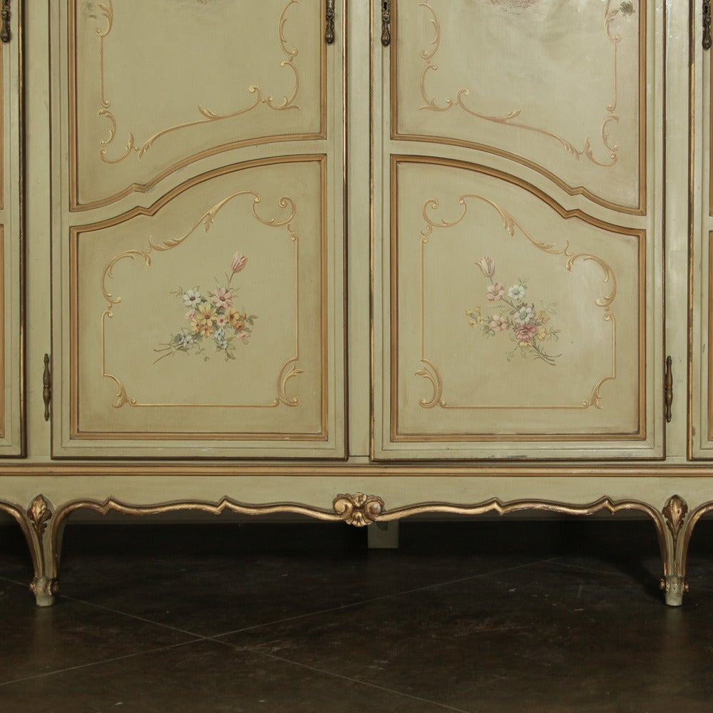 Italian Vintage Venetian Four-Door Painted Armoire