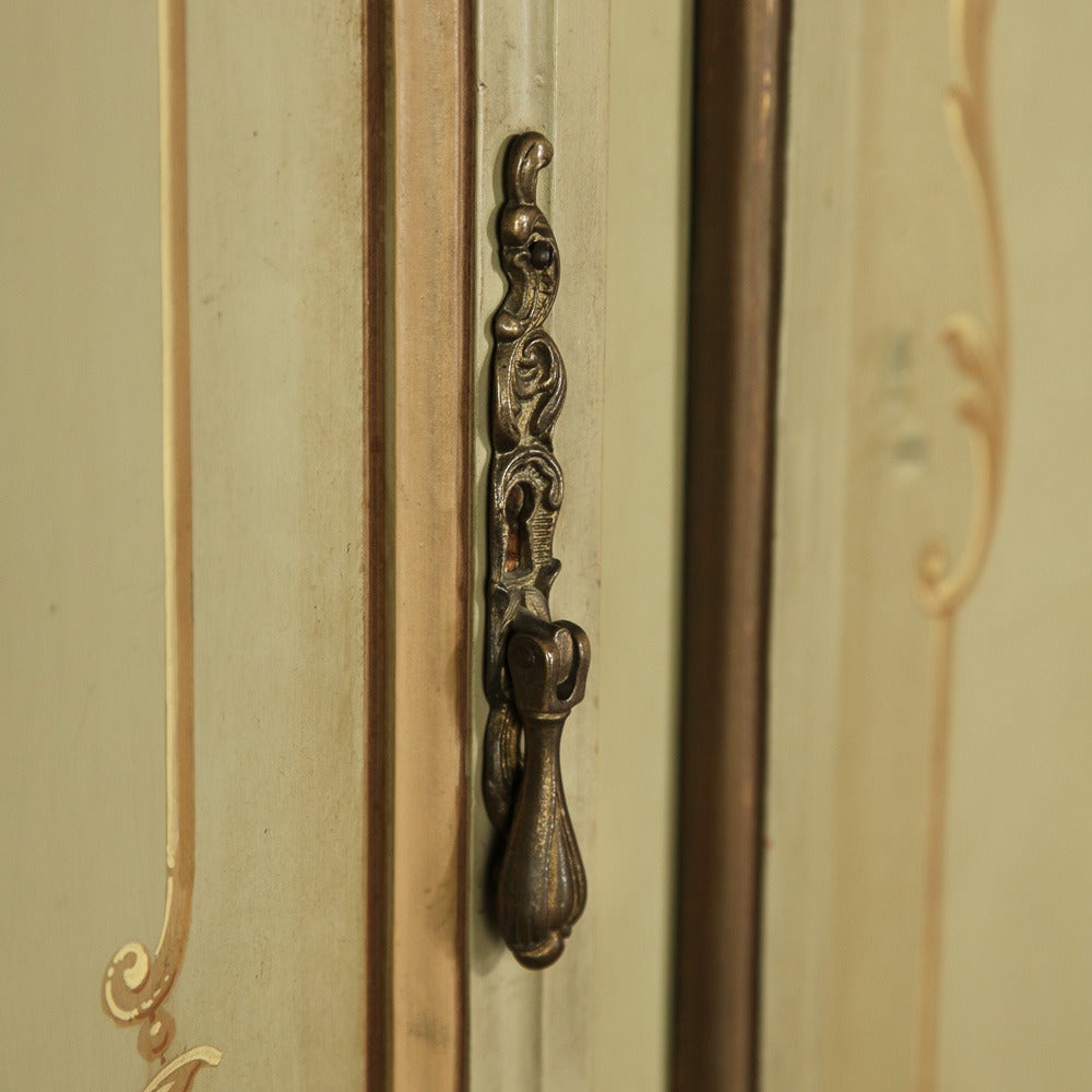 Hardwood Vintage Venetian Four-Door Painted Armoire