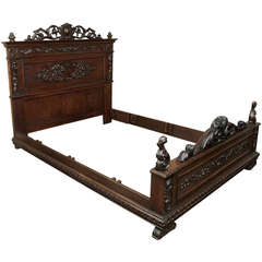 Antique Italian Renaissance Walnut California King Bed