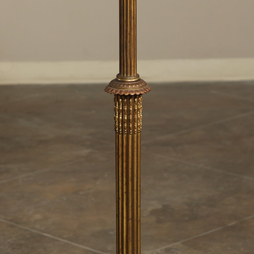 19th Century French Sienna Marble and Bronze Louis XVI Floor Lamp In Excellent Condition In Dallas, TX