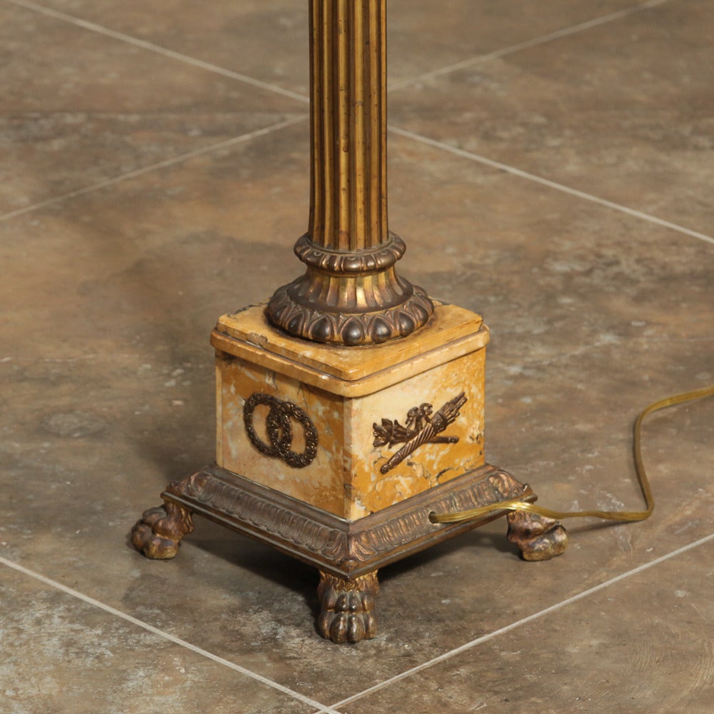 Late 19th Century 19th Century French Sienna Marble and Bronze Louis XVI Floor Lamp