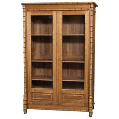 19th Century French Pine Faux Bamboo Bookcase