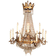 19th Century Empire Period Crystal Italian Chandelier