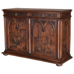 Antique 19th Century Gothic Engraved Buffet