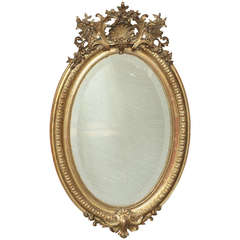 Antique French Regence Gilded Oval Mirror