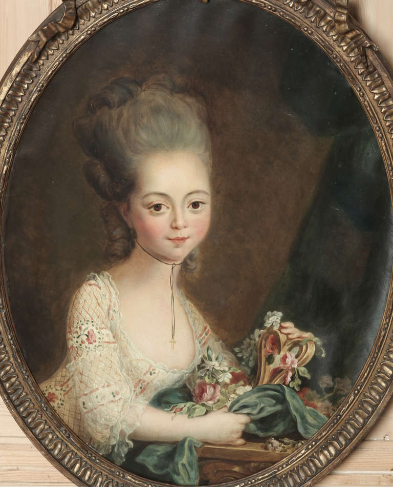 French Antique 18th Century Framed Oil Portrait