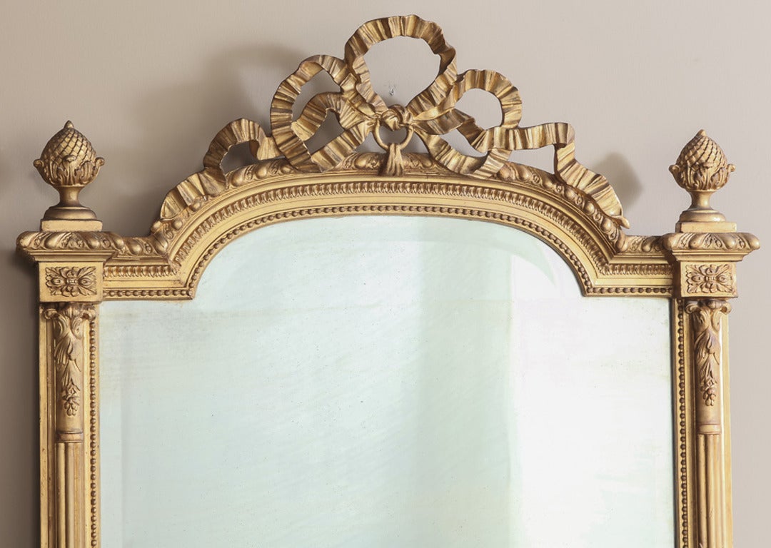 Hardwood 19th Century French Louis XVI Gilded Antique Mirror