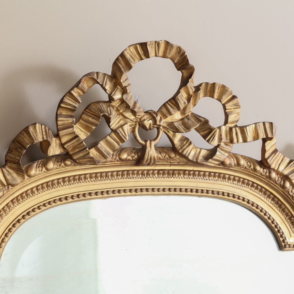 Beveled 19th Century French Louis XVI Gilded Antique Mirror