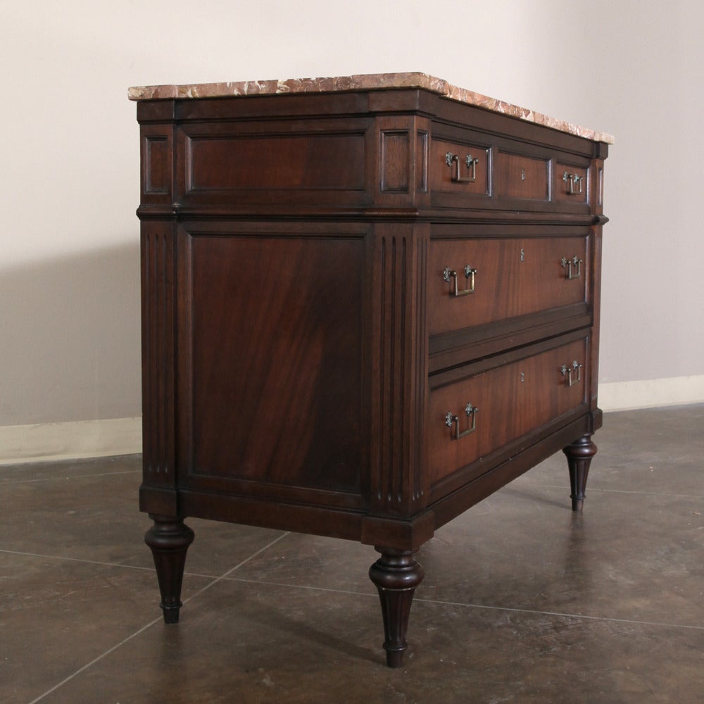 French 19th Century Italian Neoclassical Marble-Top Commode