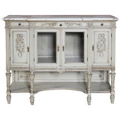 19th Century Italian Antique Neoclassical Painted Marble Top Buffet
