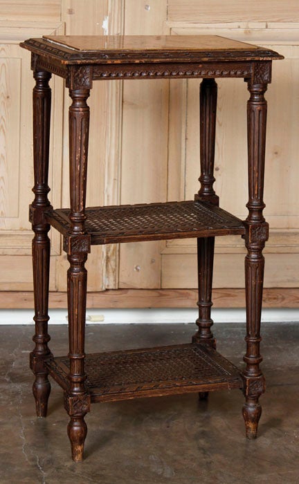 Antique Louis XVI Marble & Cane Table