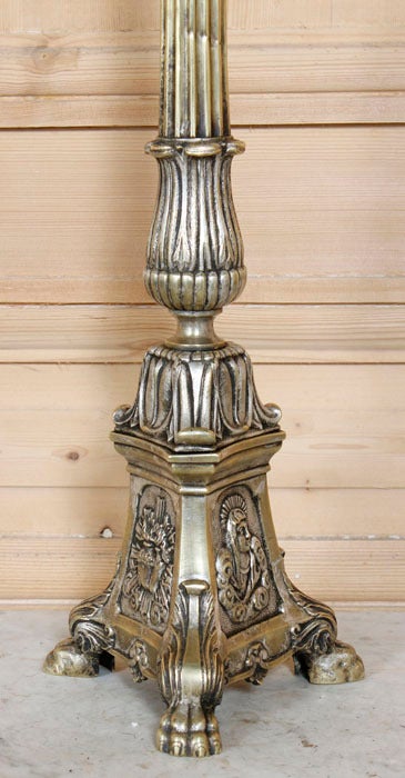 19th Century Antique Altar Candlestick Table Lamp