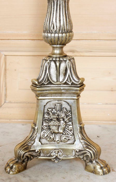 Brass Antique Altar Candlestick Table Lamp