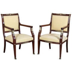Pair Antique 2nd Empire Armchairs