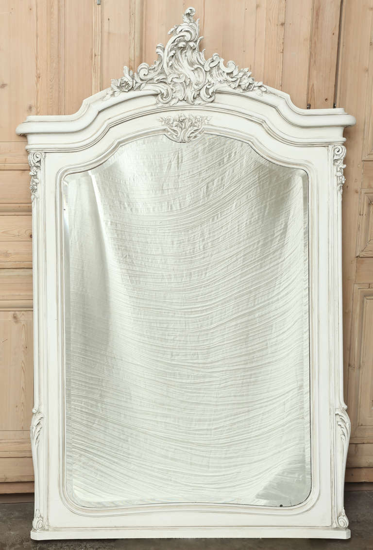 Hand-Carved Antique French Louis XV Walnut Mirror