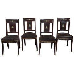 Set of 4 Antique 2nd Empire Mahogany Chairs