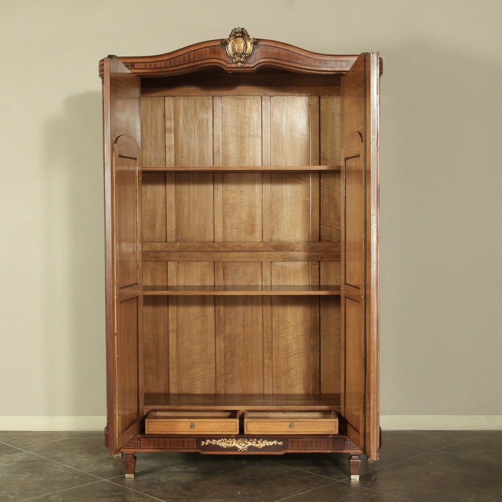 French 19th Century Neoclassical Marquetry Armoire