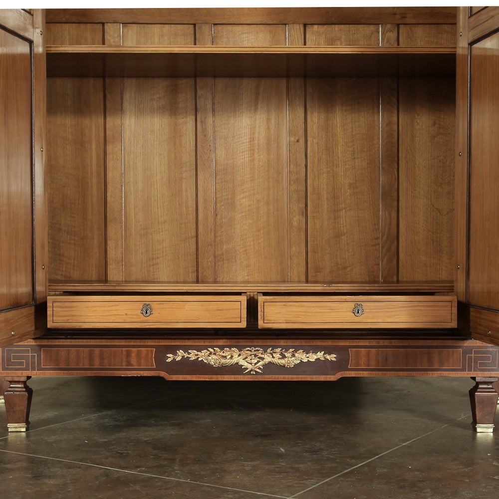 19th Century Neoclassical Marquetry Armoire 1