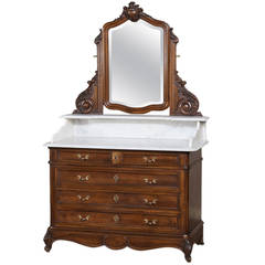19th Century French Regence Carrara Marble-Top Commode - Washstand