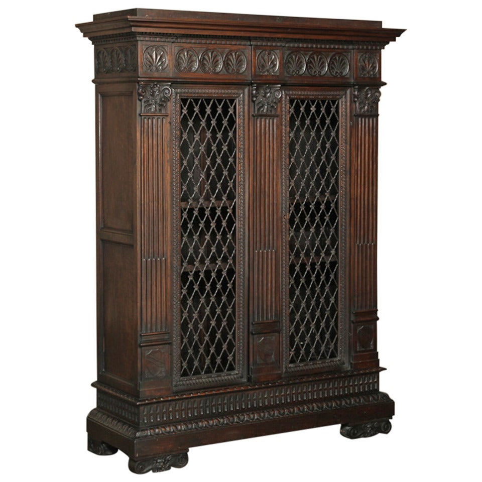 19th Century Italian Neoclassical Walnut Bookcase