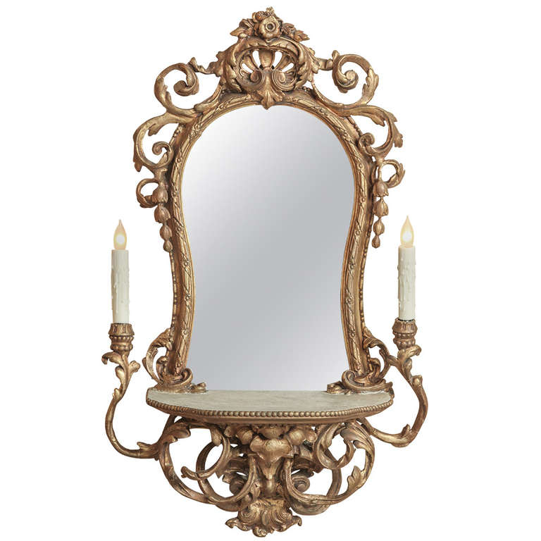 Vintage Italian Rococo Lighted Vanity Mirror at 1stdibs