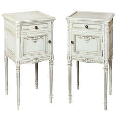 Pair of Antique French Louis XVI Painted Night Stands