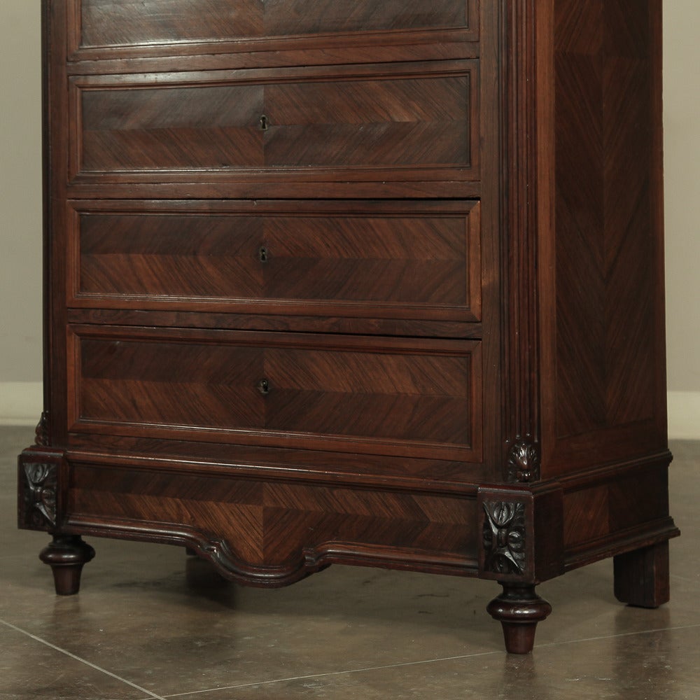 Late 19th Century 19th Century French Louis VI Rosewood Semanier, Seven-Drawer Commode/Chest