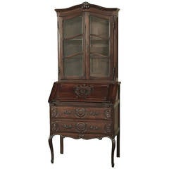 Antique Country French Oak Secretary, Bookcase