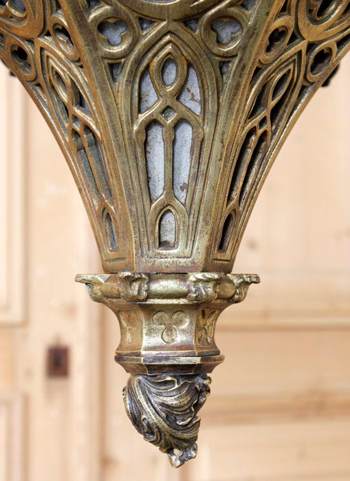 Antique Gothic Bronze Incense Burner Chandelier In Excellent Condition In Dallas, TX